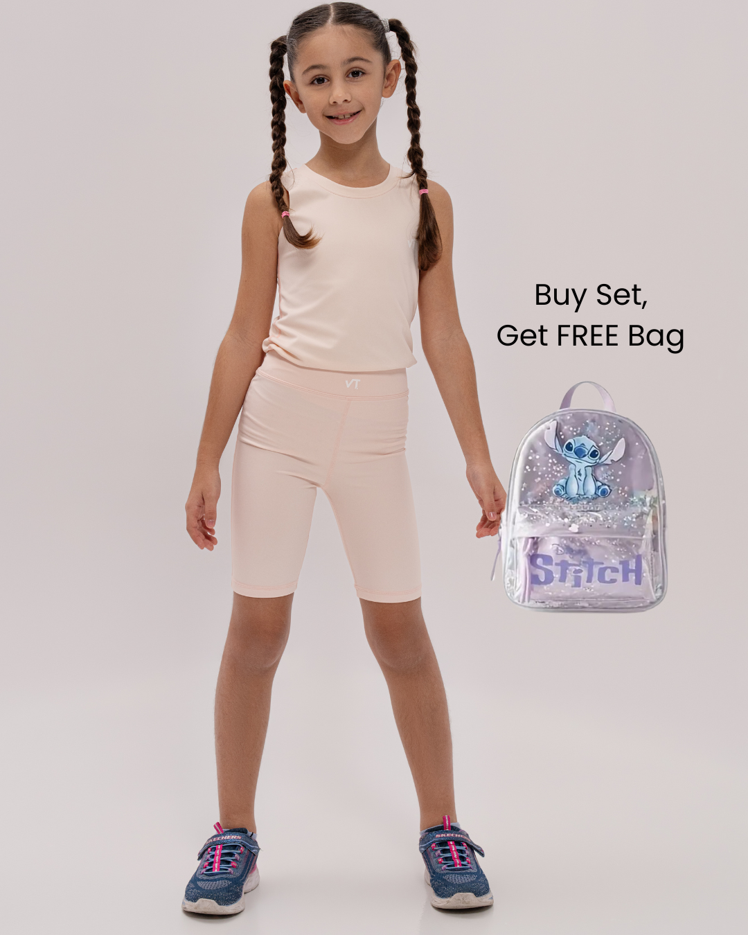 Soft and Light Pink Active Set for Girls
