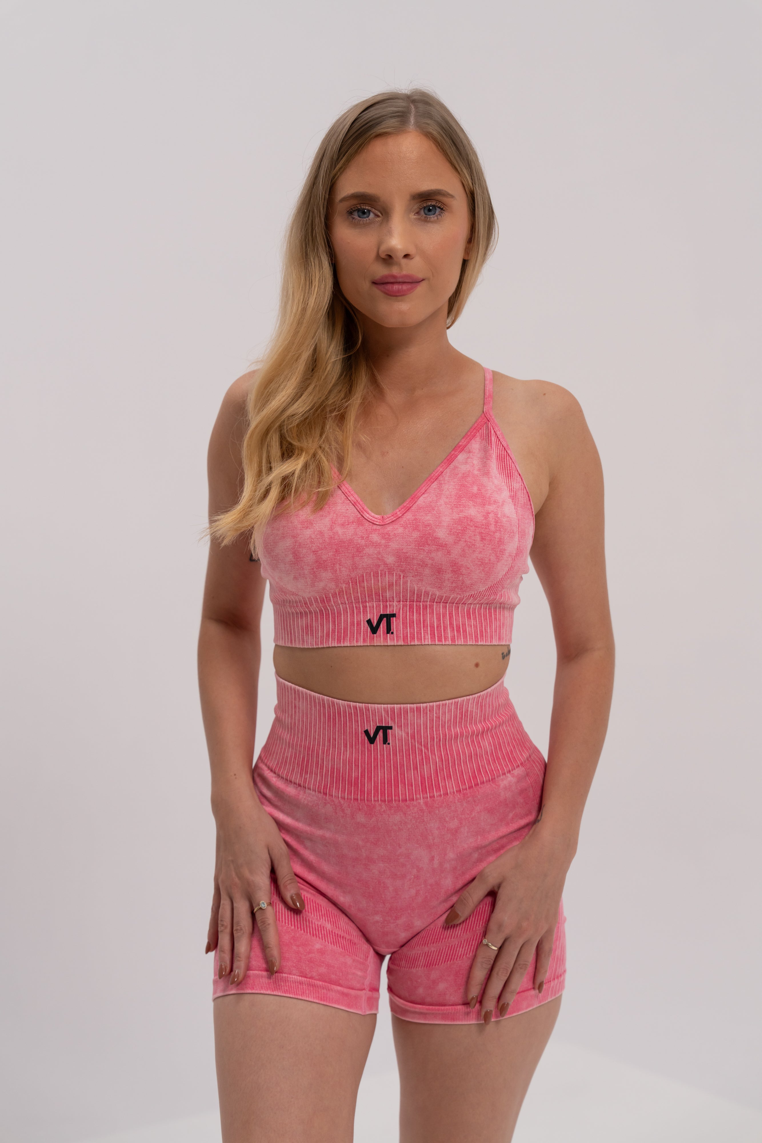 Rose Seamless Set with Push Up Top and High Waist Supportive Shorts