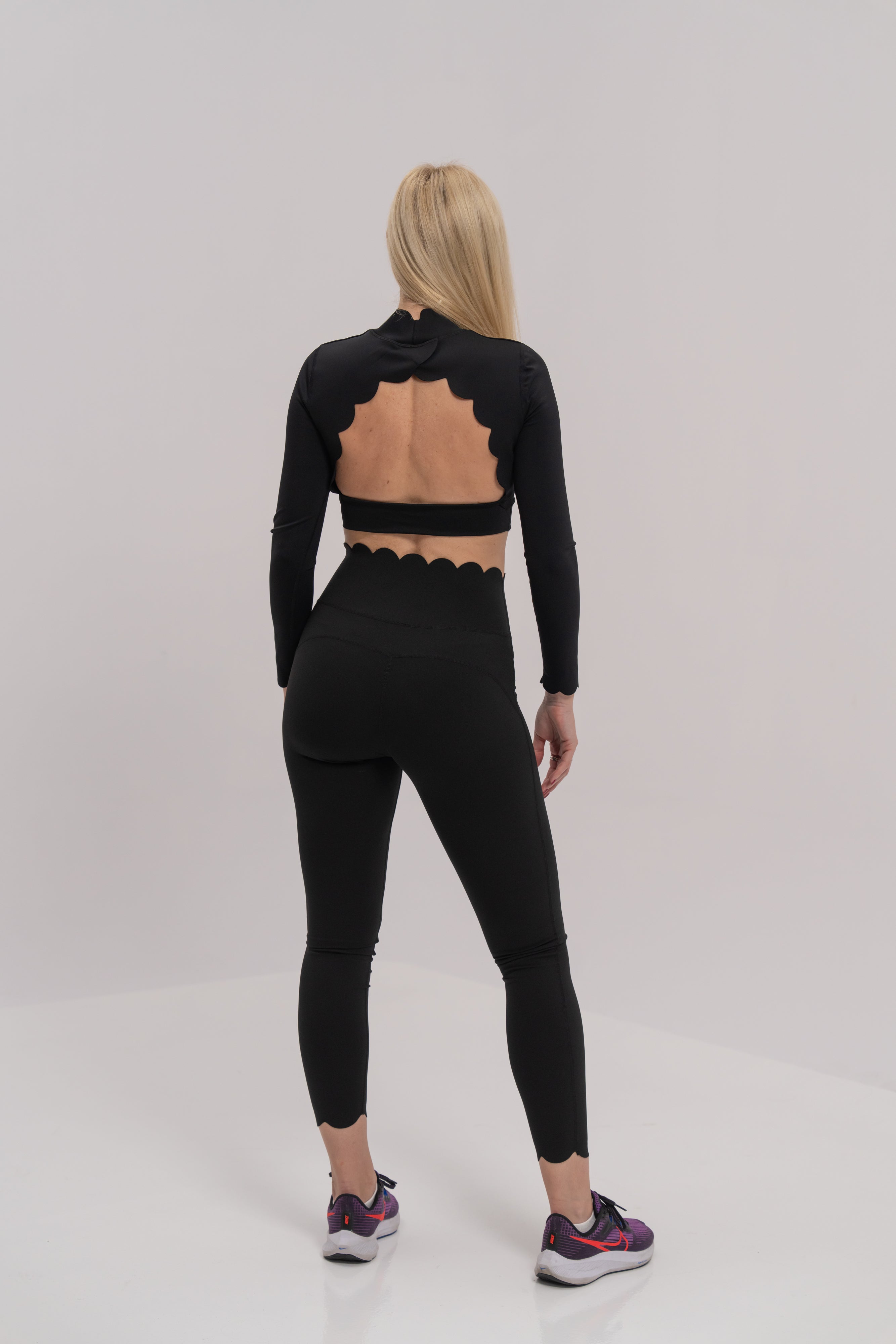 Panthera Luxe Activewear Set with Open Back Top and High Waist Leggings