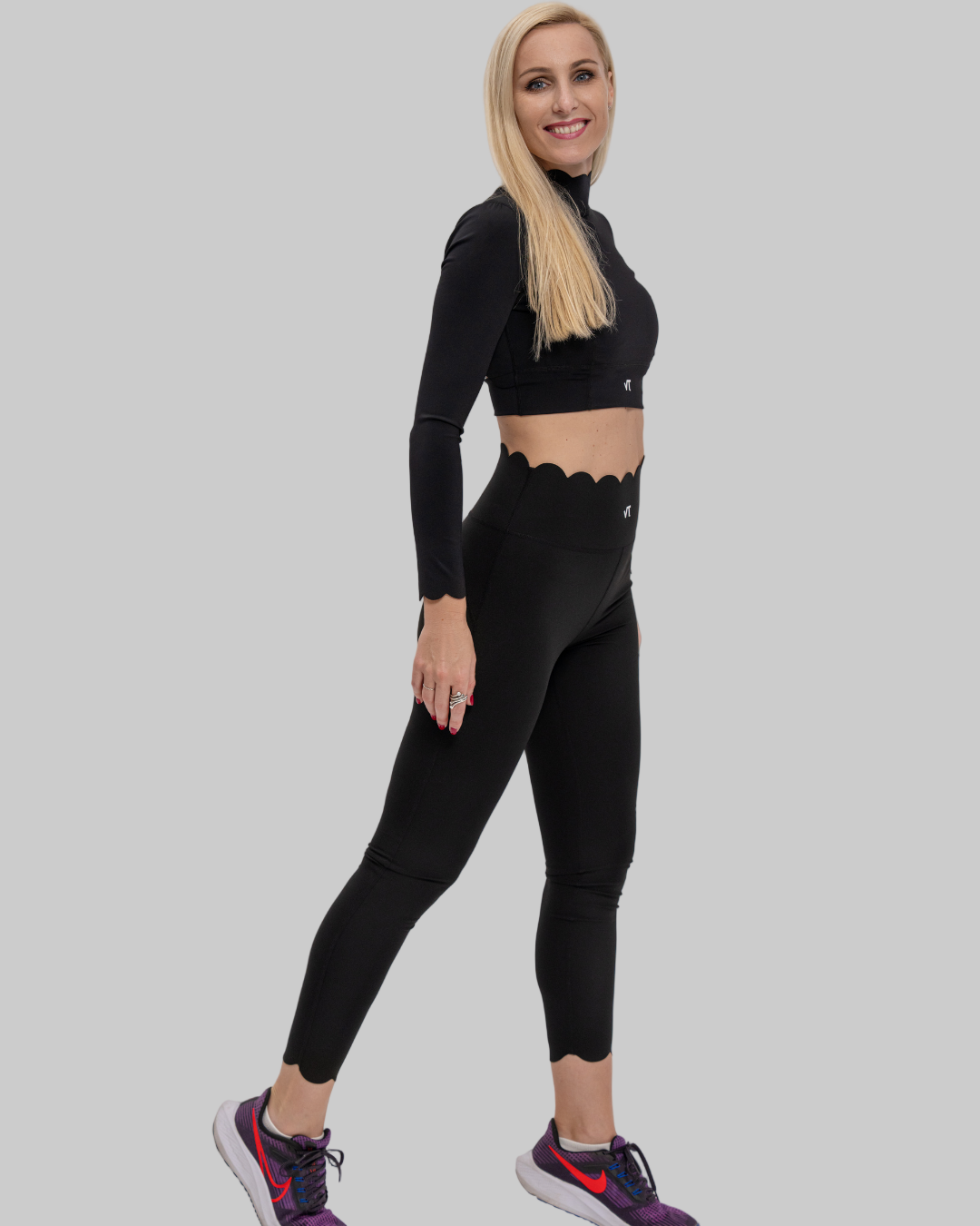 Panthera Luxe Activewear Set with Open Back Top and High Waist Leggings