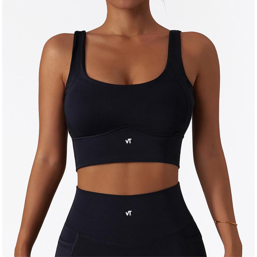 Supportive Black Sports Fitness Top