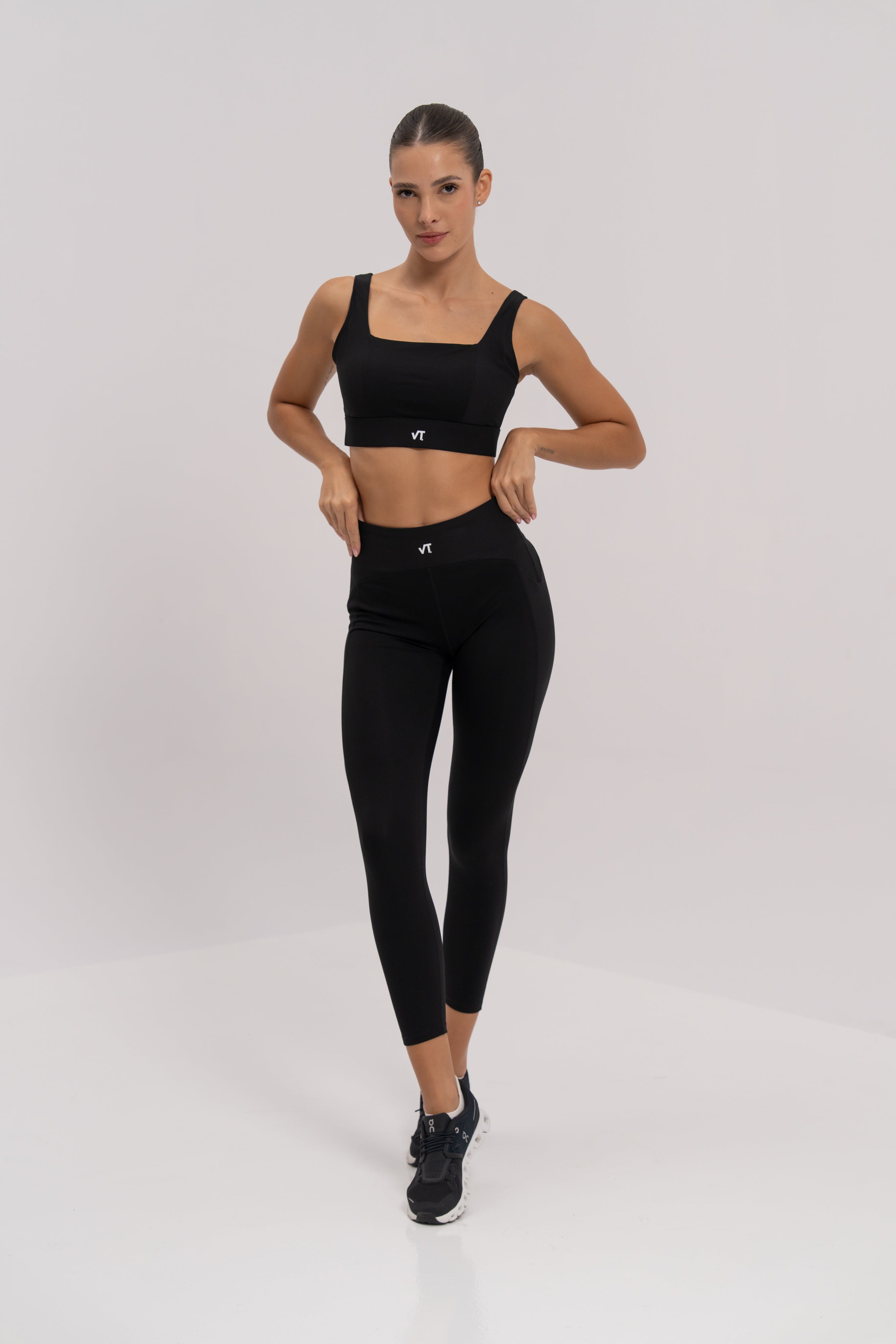 3 in 1 Sleek and Chic Black Activewear Set ( Jacket, Top and Leggings )