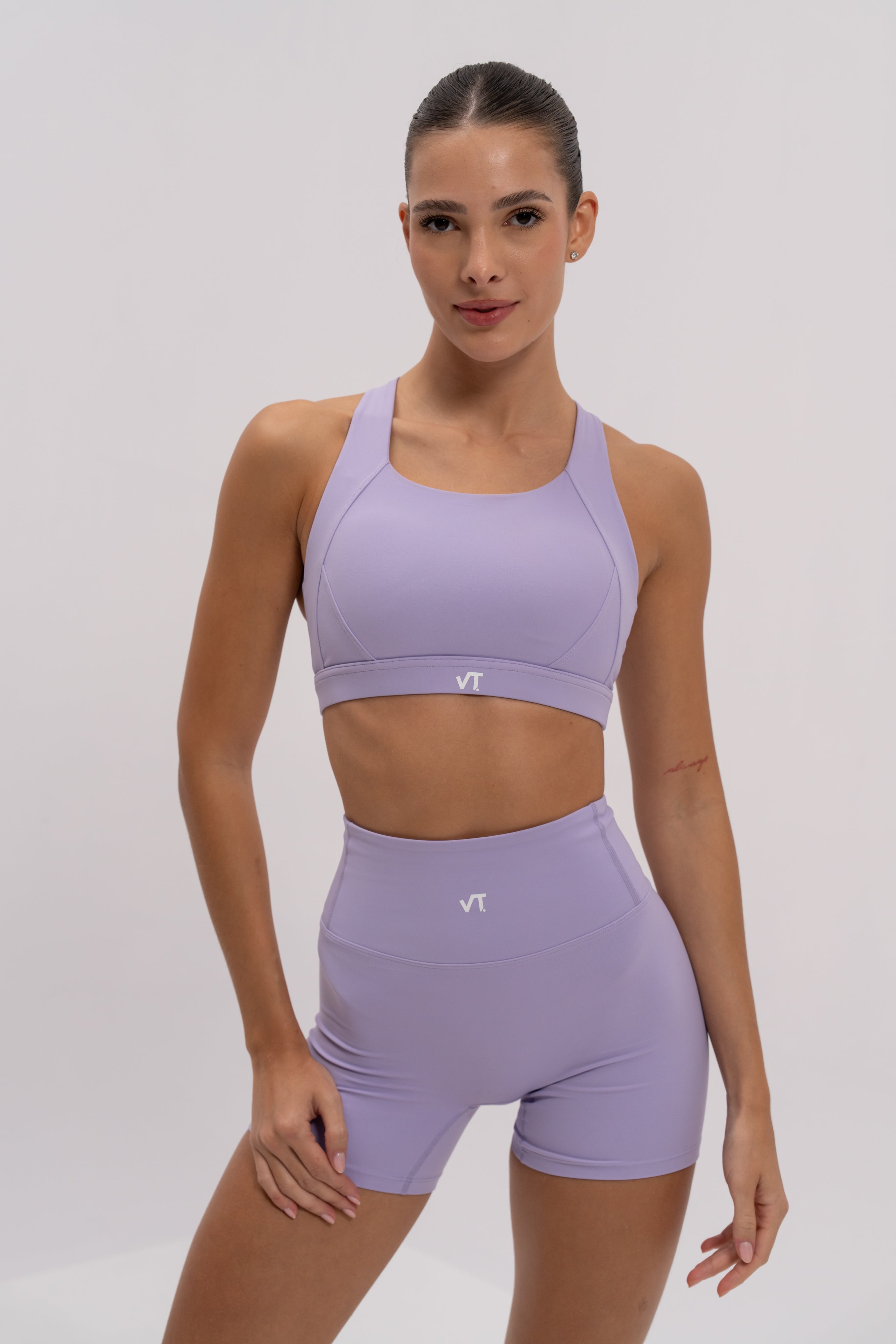 Lavender Aura 3 Piece Yoga Set with Top, Leggings and Shorts – VT