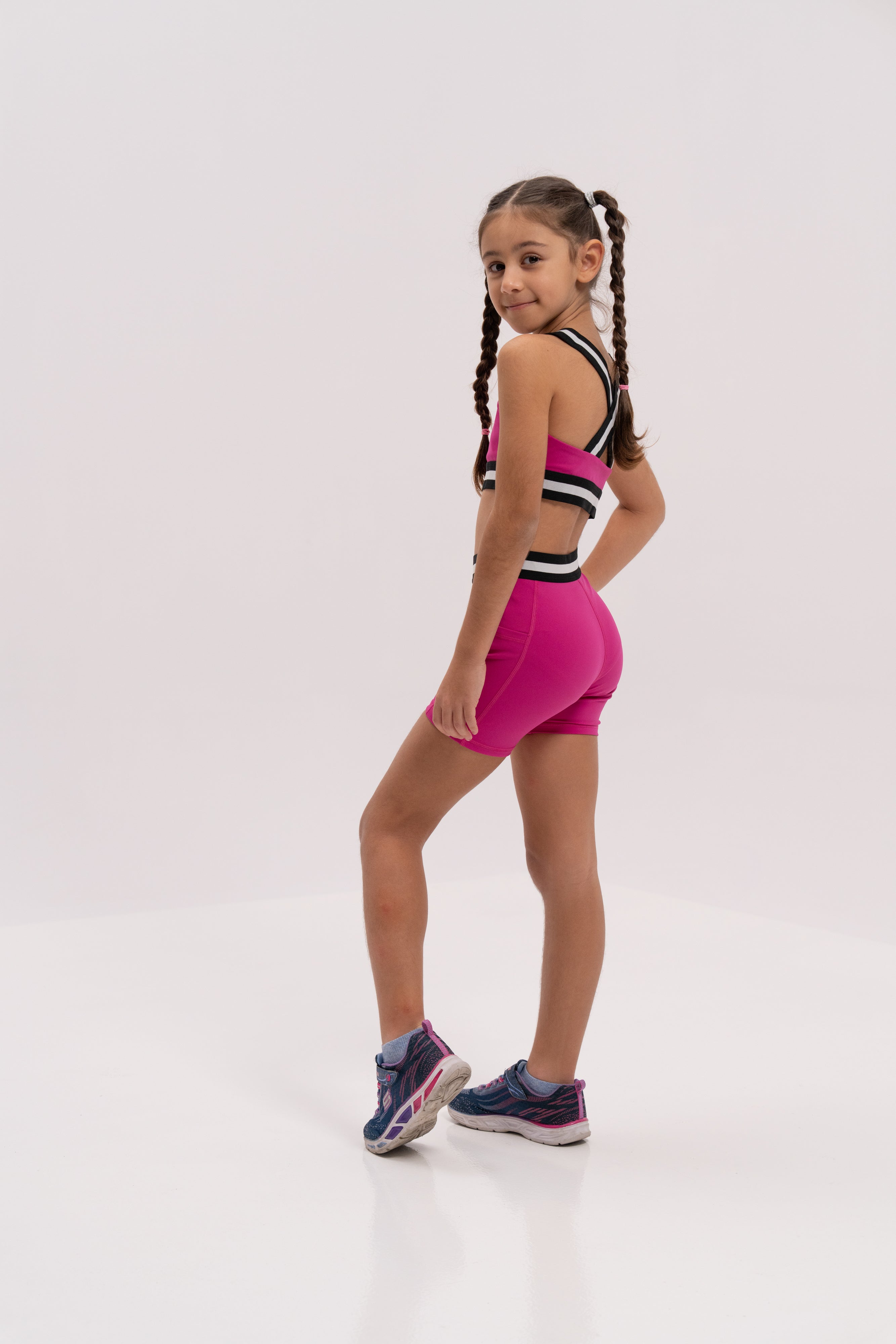 Fuchsia Activewear Top and Shorts Set for Girls