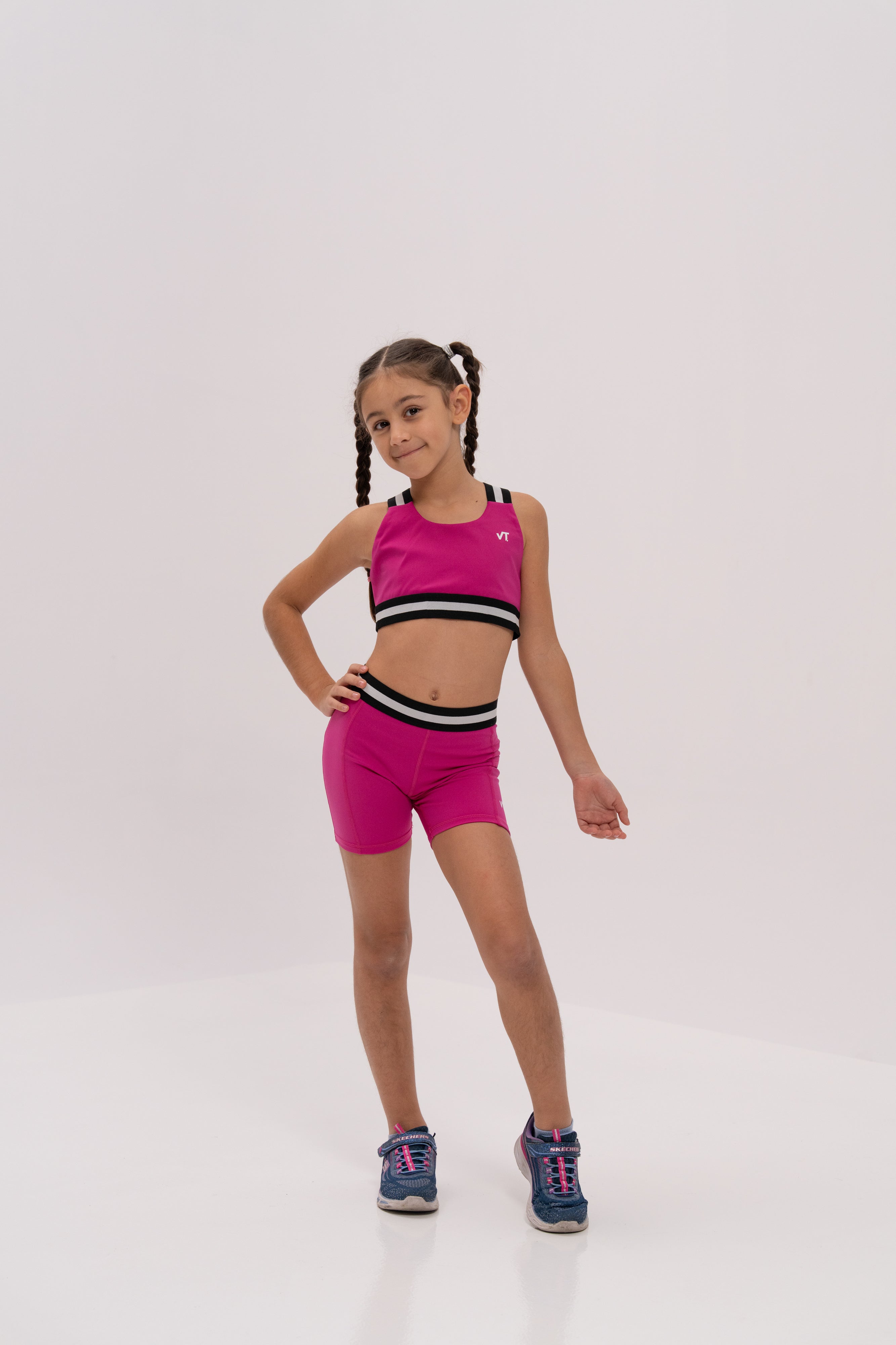 Fuchsia Activewear Top and Shorts Set for Girls