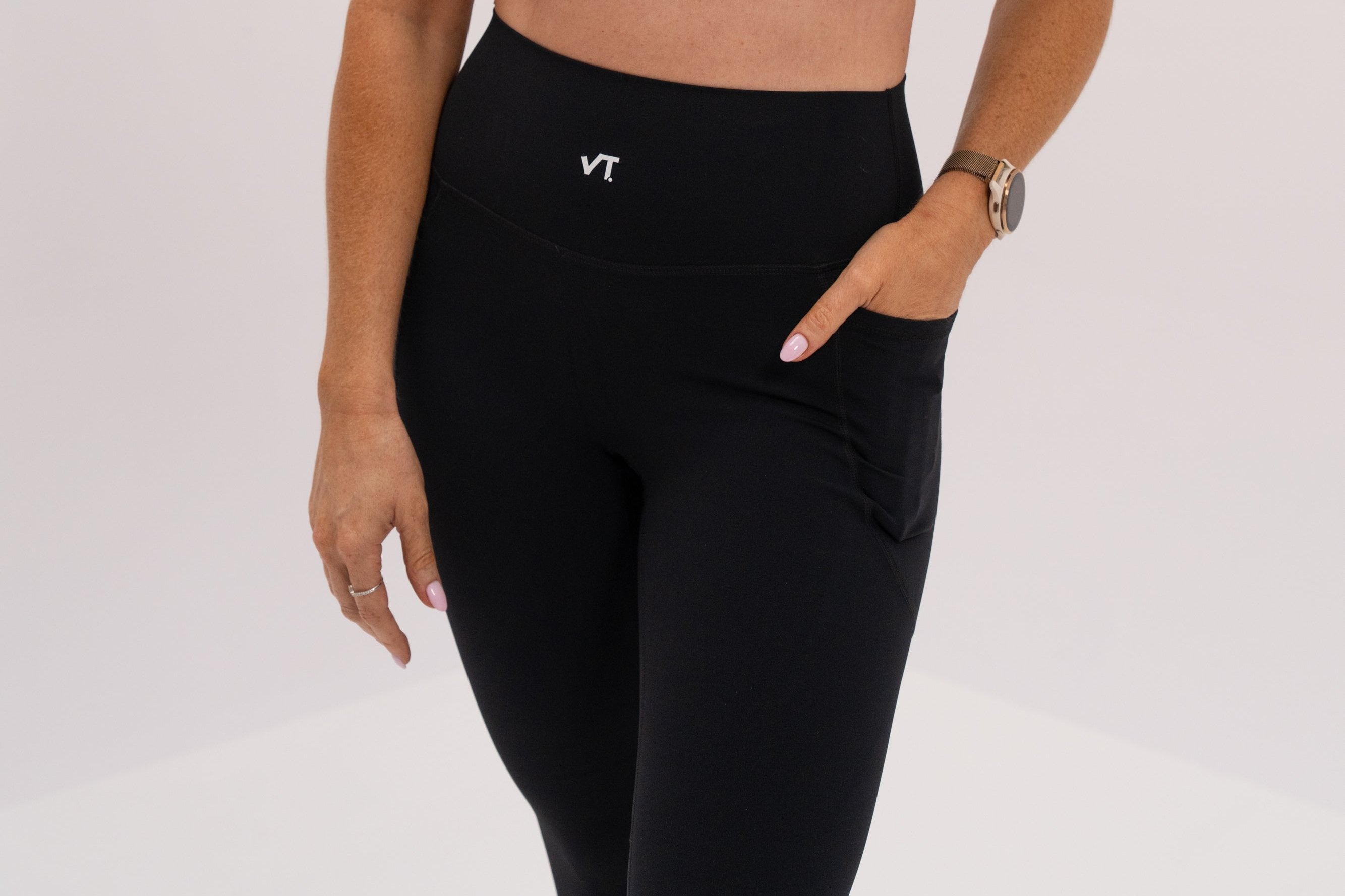 Black High Waist Pocket Leggings for Women