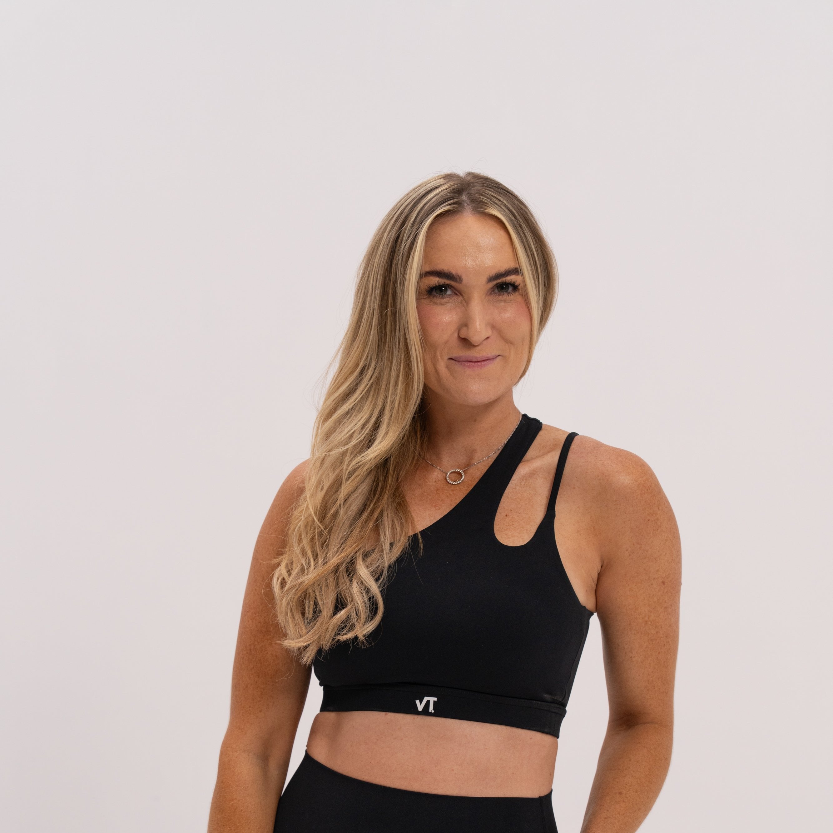 One Shoulder Black Sports Yoga Top