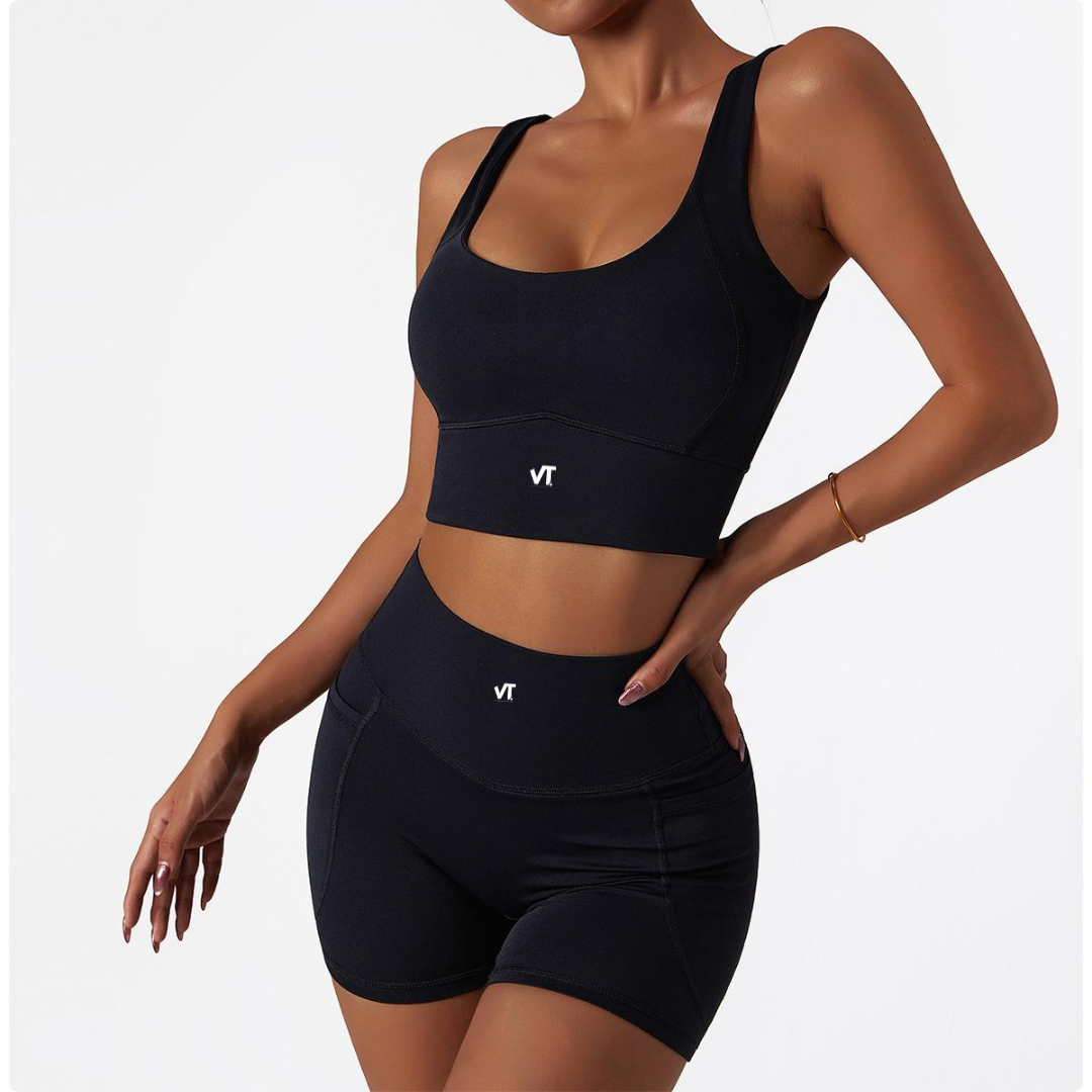 Supportive Black Sports Fitness Top